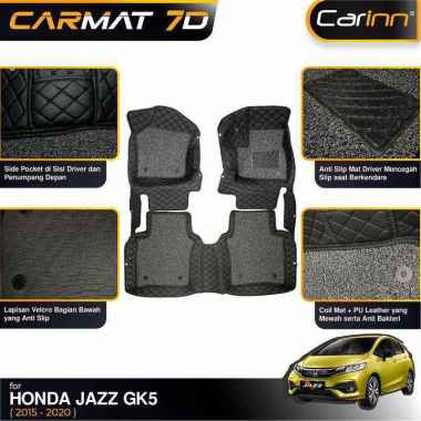 Carinn Karpet Mobil Honda Jazz GK5 2015-2020 7D Premium Carmat Diamond Black + Koil Carpet