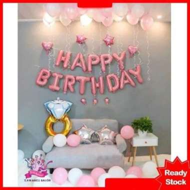 HAPPY BIRTHDAY DEKORASI PINKY/BLUE/DEKORASI ANAK/DEWASA Biru