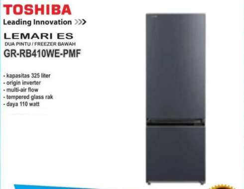 KULKAS TOSHIBA 2 PINTU INVERTER GR-RB410WE BOTTOM FREEZER (GARANSI)