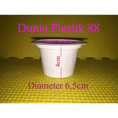 Isi 50pcs GELAS 50ML cup plastik mini PUTIH SUSU es ice crem cream crim pudding puding agar GELAS 50