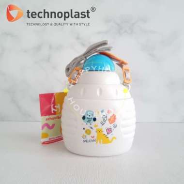 TECHNOPLAST Cat Is In The Air Bottle 600ml | Botol Air Sedotan + Tali CAT BIRU