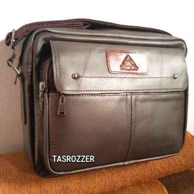 Bossindo Tas kitab kulit asli garut muat 3 kitab besar new cklat