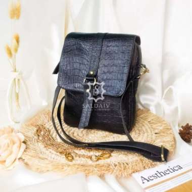 Bossindo tas wanita kulit asli selempang motif asli kulit sapi Garut tas kulit