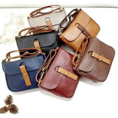 BOSSINDO TAS KULIT ASLI WANITA TAS KULIT WANITA SLEMPANG KULIT GARUT Tas Cewek XL Putih