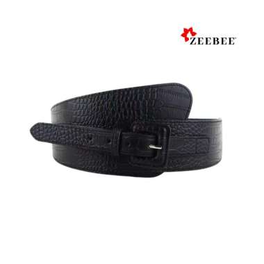 ZeeBee Ikat Pinggang Lebar Wanita Obi Kulit Elastis, Warna Hitam