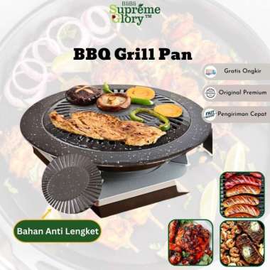 BBQ Grill Plate Panggangan Bulat Anti Lengket