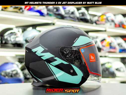 Helm Motor MT HELMETS THUNDER 3 SV Jet Displacer B7 Matte Blue Half Ori L