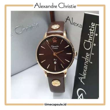 JAM TANGAN WANITA ALEXANDRE CHRISTIE ORIGINAL AC 2776 LD BROWN ROSEGOLD