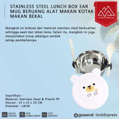 Stainless Steel Lunch Box Ear Mug Beruang Alat Makan Kotak Makan Bekal