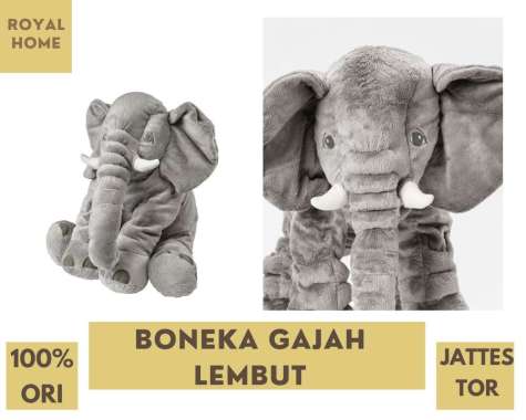 Boneka Gajah AbuAbu Lucu Lembut Cuddly Soft Toys 60Cm JATESTOR