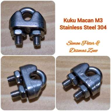 Kuku Macan Full Stainless Steel 304 M3 3mm 1/8" inch Klem Sling Clamp Anti Karat utk Tali Kawat Baja