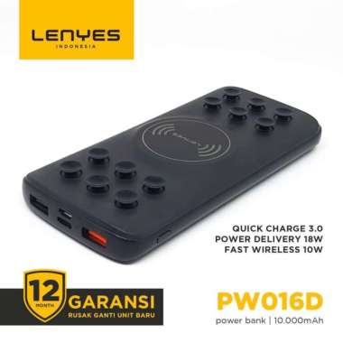 LENYES PW016D 10000mAh WIRELESS POWERBANK FAST CHARGING QC 3.0 + PD
