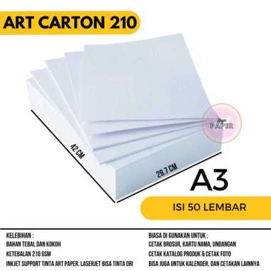 art carton 210 gsm a3 isi harga 50 lembar / art carton a3 210 gsm Multicolor