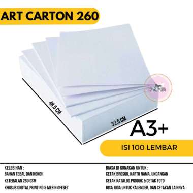 art carton 260 gsm a3 plus isi 100 lembar / art carton a3 plus 260 gsm Multicolor
