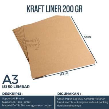 kraft liner 200gsm a3 isi 50 lembar / kraft liner a3 200gsm Multicolor