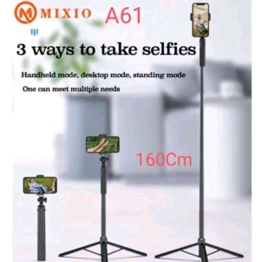 MIXIO A61 Tongsis Bluetooth Tripod Stabilizer Gimbal Slefie Stick 1.6M