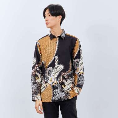 M231 Kemeja Pria Batik Panjang Hitam 3034 XXL