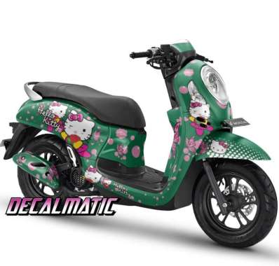 Decal Full Body + Stiker Dashboard Scoopy 2012-2023 Hello Kitty 6 2020-2023 Hijau