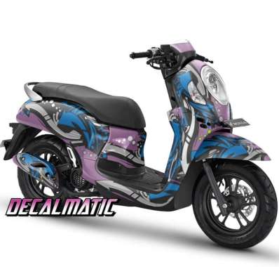 Stiker Full Body + Decal Dashboard Scoopy 2012-2023 Grafity Mural 6 2020-2023 Ungu