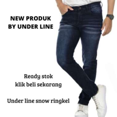 celana jeans pria Celana jeans skinny Celana jeans slim fit M blue