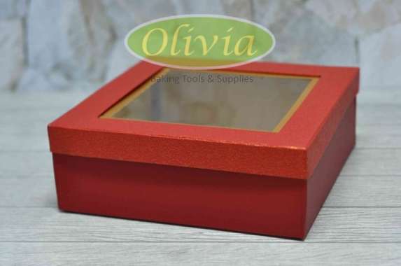 Dus Kue Bolu - Marble Merah 22 cm