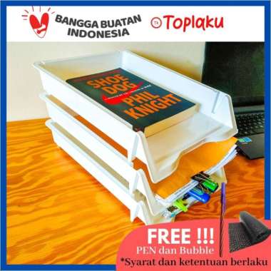 rak dokumen kertas f4 3 susun meja paper tray document file Multicolor