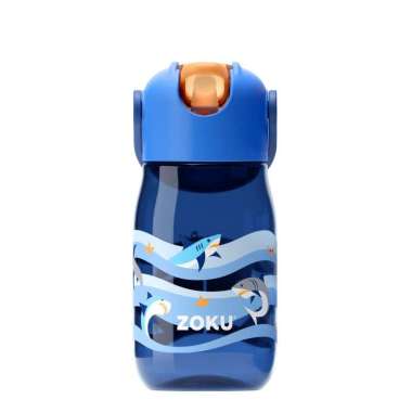 Zoku Blue Shark Flip Straw Bottle - Botol Minum Anak, Botol Minum Sedotan, Botol Minum Anak anti tum
