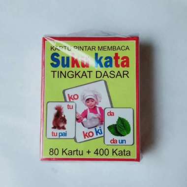 kartu pintar membaca suku kata/alat bantu terapi wicara/flash cards Multicolor
