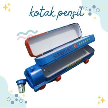 kotak pensil tempat pencil truk/kereta tingkat + rautan karakter anak Multicolor