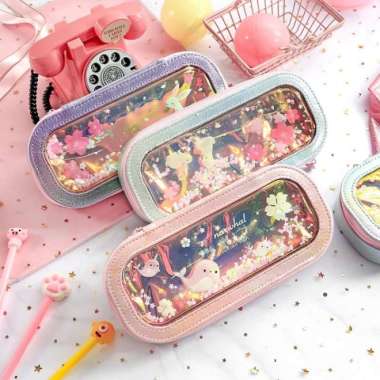 tempat pensil unik / pencil case bling bling cantik Multicolor