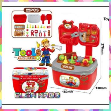 mainan anak tools set koper perkakas peralatan tukang bengkel edukasi Multicolor