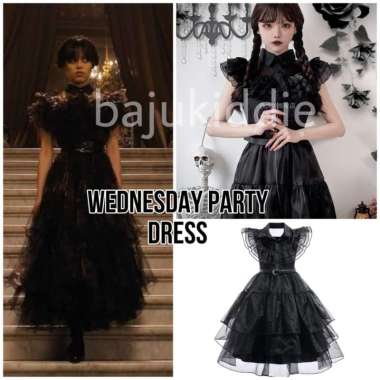 BAJUKIDDIE WEDNESDAY PARTY DRESS KOSTUM HALLOWEN PROM ANAK PENYIHIR 120