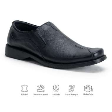 Supervice SEPATU PANTOFEL PRIA/ KULIT ASLI/ SEPATU KERJA FORMAL/603 BIG SIZE 46 Hitam