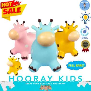mainan kuda kudaan jumping animal karet tebal musik besar edukasi anak Multicolor