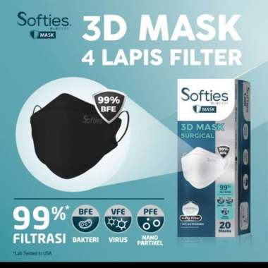 masker softies surgical 3d 20's black