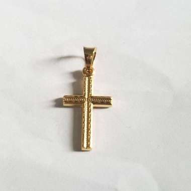 set kalung liontin model salib crystal bling elegant emas asli Set kalung+liontin