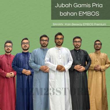 Jubah Gamis Pria Bahan EMBOS Motif Mewah Putih XXL