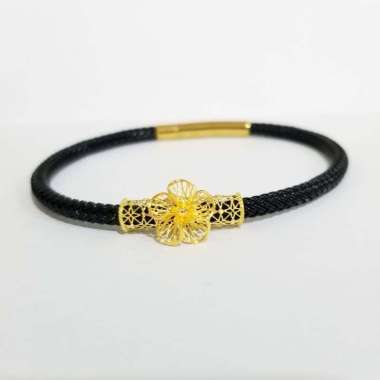 Gelang Tali Liontin Pandora Tabung Bunga Koleksi Josean Elegant Emas Asli 0.75gr/700
