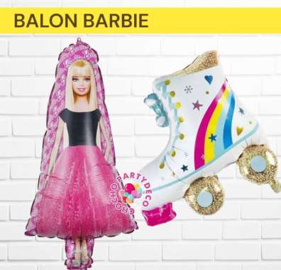 Balon BARBIE / Balon Foil Barbie Ken Sepatu Roda Kepala Barbie B