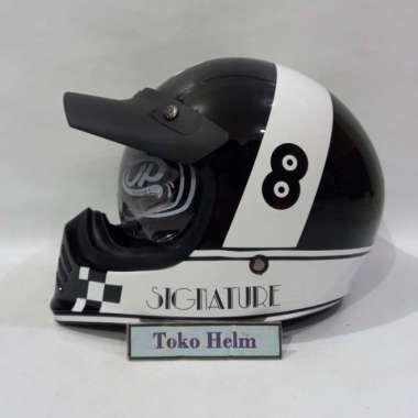 Helm cakil JPX JP retro signature motif PART 1 XL SG03 black met