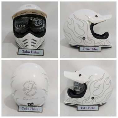 Helm cakil JPX JP retro signature motif PART 1 L SG13 white