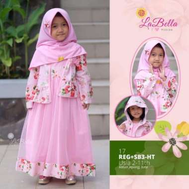 Gamis Tutu Blero Hoodie LABELLA usia 2-10 tahun Multicolor