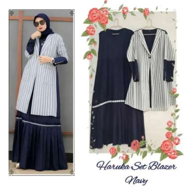 Haruka Set Blazer / Gamis Wanita Muslimah Kekinian Set Inner Multicolor