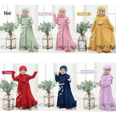 gamis baju busana muslim syari anak perempuan cewek ruhi 2-5 tahun Multicolor