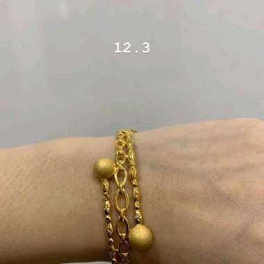 Gelang Bangle Oval Bola Pasir Koleksi Josean Elegant Emas Asli