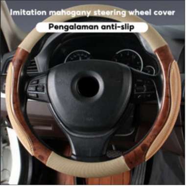 AVANZA 2022 Cover Sarung Stir Setir Mobil WOODEN KAYU Kulit FUSION R cream
