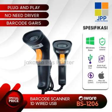 Scanner Barcode Usb Wired 1D Iware Bs-1206 / Bs1206 / Bs 1206 Multicolor