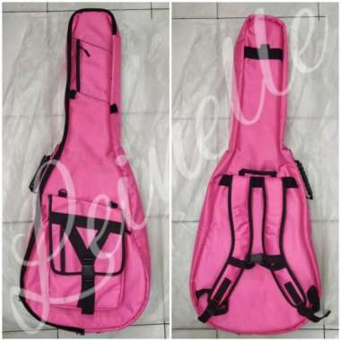 Tas Gigbag Gitar Akustik Folk Guitar Merah Muda