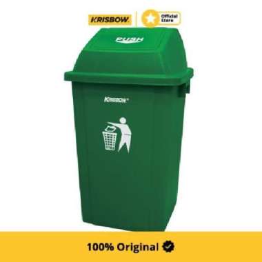 Krisbow Dust Bin Tempat Sampah Outdoor Push Cover 60 Ltr - Hijau