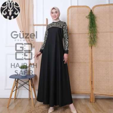 gamis pesta Guzel Hajrah safir original fashion muslim L Hitam